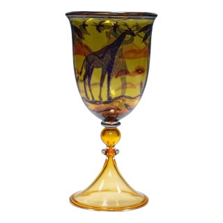 Art Glass Graal Goblet by Wilke Adolfsson 1988 For Sale