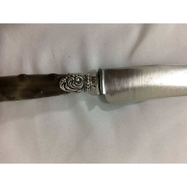 French Set of 12 French Horn, Sterling and Steel Knives For Sale - Image 3 of 9