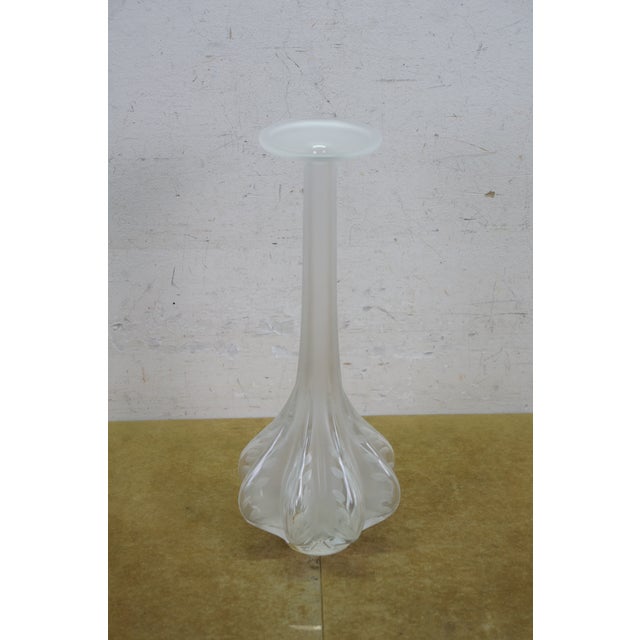 Lalique Lalique France Crystal Marie Claude Soliflore Frosted Etched Crystal Vase 14" For Sale - Image 4 of 14