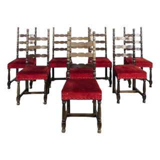 Vintage Spanish Chairs in Wood, Set of 8 For Sale