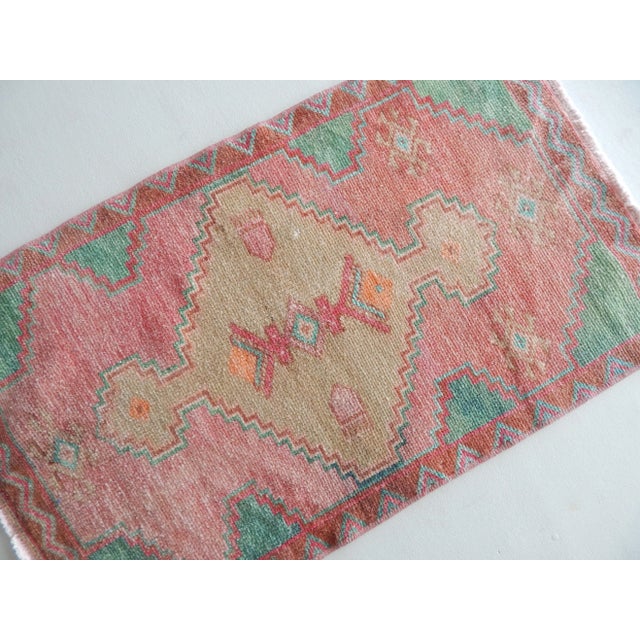 Vintage Small Oushak Turkish Rug 1'10" X 3'3" For Sale - Image 4 of 8