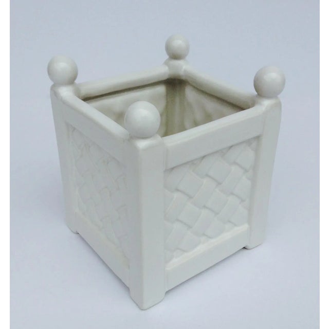 Vintage White Porcelain Boxwood Basketweave Orchid Planter For Sale In West Palm - Image 6 of 9