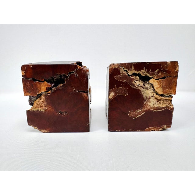 Wood Vintage Burlwood Root Sculpture Bookends, Pair For Sale - Image 7 of 12