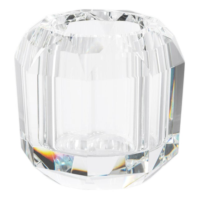 Ruxley 3.25" Faceted Crystal Vase, Clear For Sale