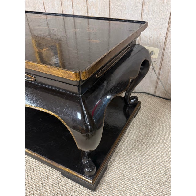1990s 1990s Two-Tier Black Lacquer Chinoiserie Coffee Table - Style of Rose Tarlow For Sale - Image 5 of 10