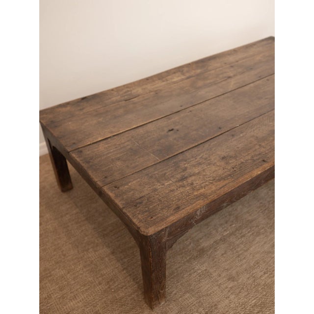 Early 20th Century Early 20th Century Reclaimed Elm Wood Farmhouse Oversized Coffee Table For Sale - Image 5 of 9