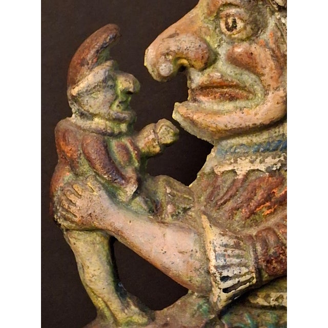Blue Antique Early 20th-Century Cast Iron "Punch & Judy" Figural Doorstops - A Pair For Sale - Image 8 of 18