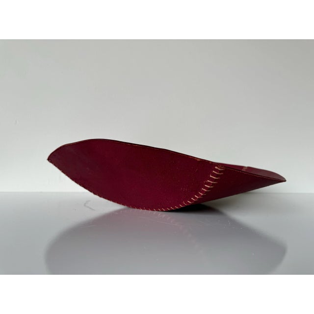 1980's Vintage Baseball Ball - Shape Red Leather Bowl / Dish For Sale - Image 11 of 12