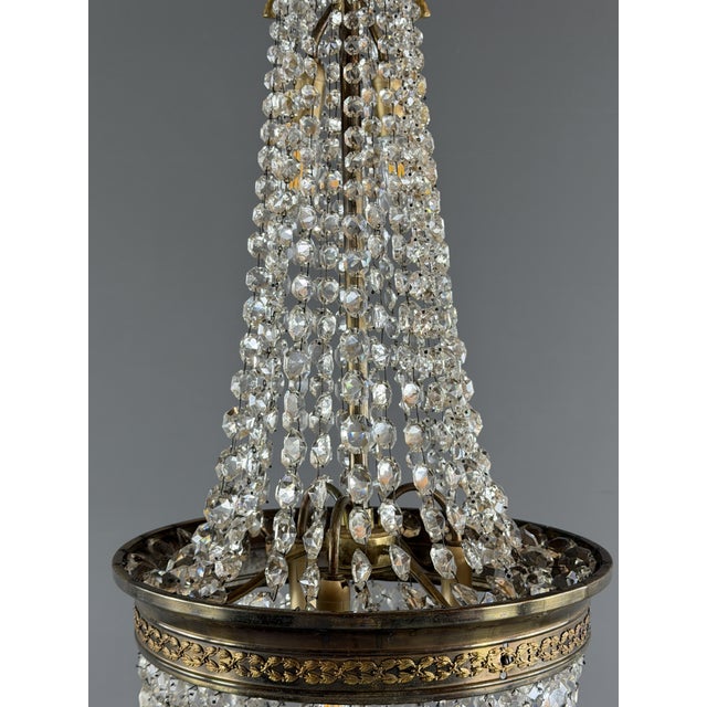 19th Century Bronze and Crystal Basket Chandelier For Sale - Image 4 of 8