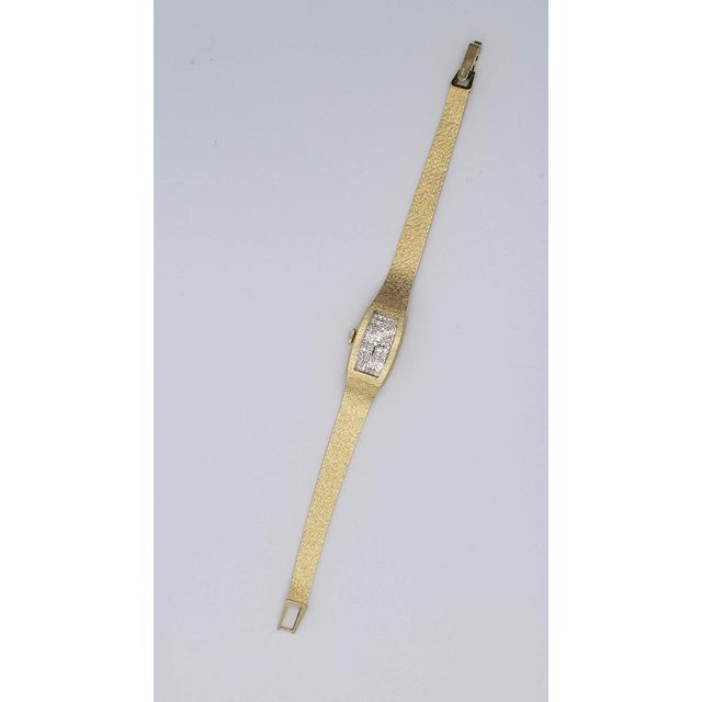 Metal Mid Century Gold Diamond-Encrusted Women's Wristwatch by Omega For Sale - Image 7 of 10