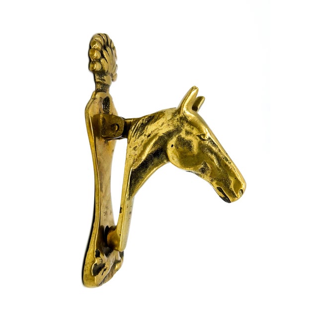Vintage Brass Horse Head Door Knocker – Equestrian / English Country Style For Sale In Houston - Image 6 of 11