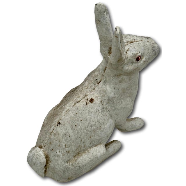 Very Large & Heavy Antique American Rustically Aged Cast Iron Rabbit Garden Ornament or Doorstop - Circa 1920s For Sale - Image 9 of 18