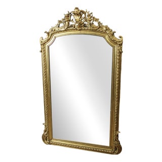 Louis XV Style Mirror in Gilded Stucco, 1800s For Sale