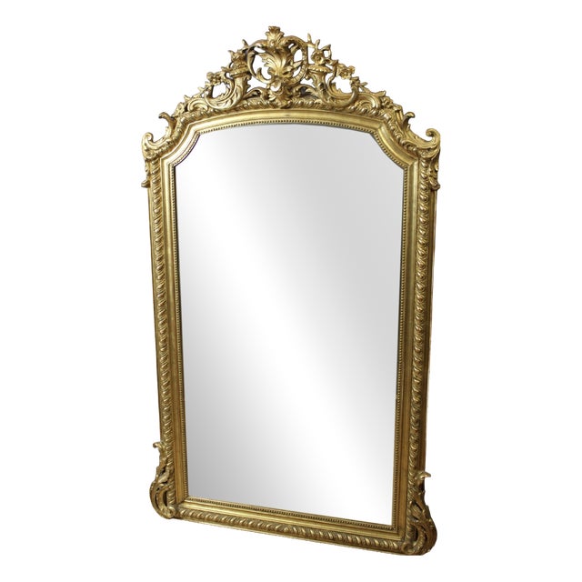 Louis XV Style Mirror in Gilded Stucco, 1800s For Sale