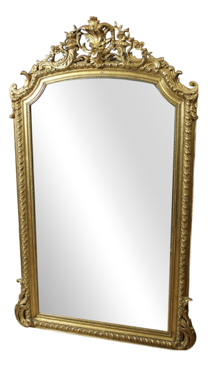Louis XV Style Mirror in Gilded Stucco, 1800s