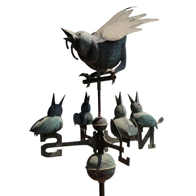 Early 20th Century Italian Weathervane in Three-Dimensional Copper with Birds and Original Patina For Sale - Image 9 of 9