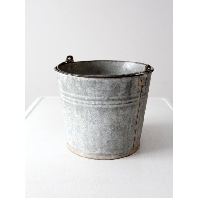 Vintage Galvanized Tin Bucket For Sale - Image 4 of 11