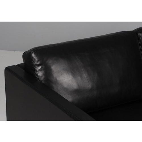 Model 220 Black Leather Three-Seater Sofa by Erik Jørgensen For Sale - Image 3 of 7