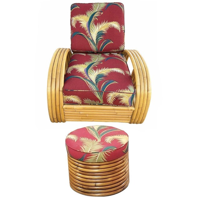 4-piece living room set of restored rattan with matching 3/4 pretzel arm furniture featuring a 3-seat sectional sofa, an...