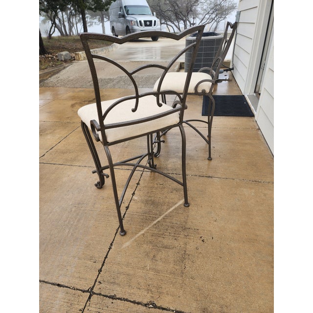 Pair of Iron Counter Height Bar Stools For Sale In San Antonio - Image 6 of 9