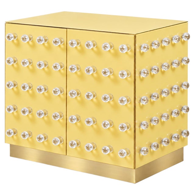 Butter Yellow Murano Glass Cabinet with Brass Plinth from Justfurnituress SRL For Sale - Image 9 of 9