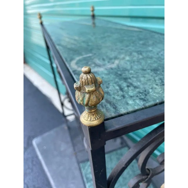 1950s French Hollywood Regency Gilt Iron and Green Marble Bar For Sale - Image 4 of 6