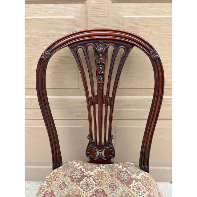 Wood Antique Georgian Mahogany Side Chair With Tapestry Upholstery For Sale - Image 7 of 12