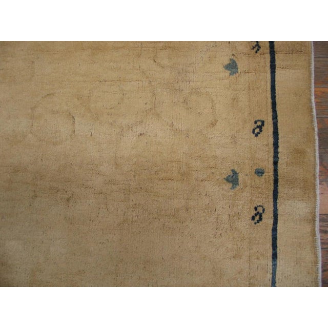 1930s Beige Open Solid Antique Chinese Peking Rug 6' 2" X 9' 0" Handknotted Wool Carpet For Sale - Image 4 of 5
