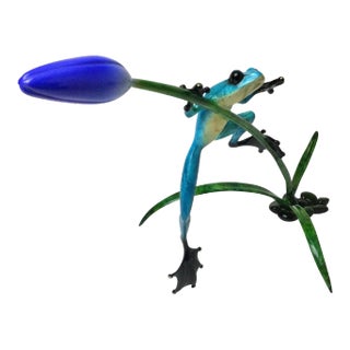 2006 Blue & Green Bronze Sculpture "Tulip" by Tim Cotterill For Sale