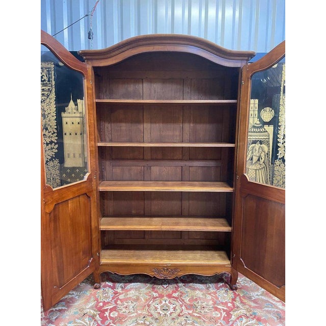 Brown Louis Xv Style Wardrobe in Cherry and Oak For Sale - Image 8 of 9