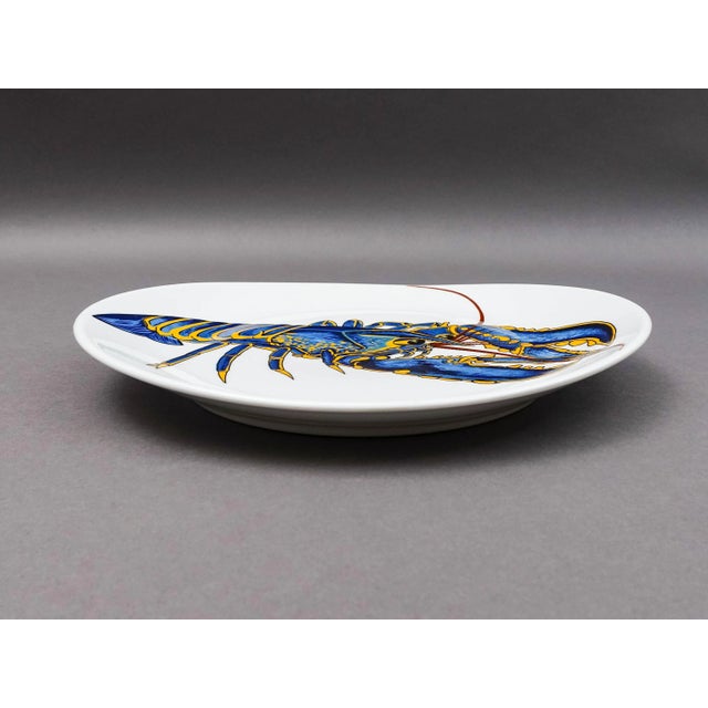 Mid 20th Century Mid 20th Century Pillivuyt France Decor Grand Feu Blue Lobster Plate- Set of 4 For Sale - Image 5 of 7