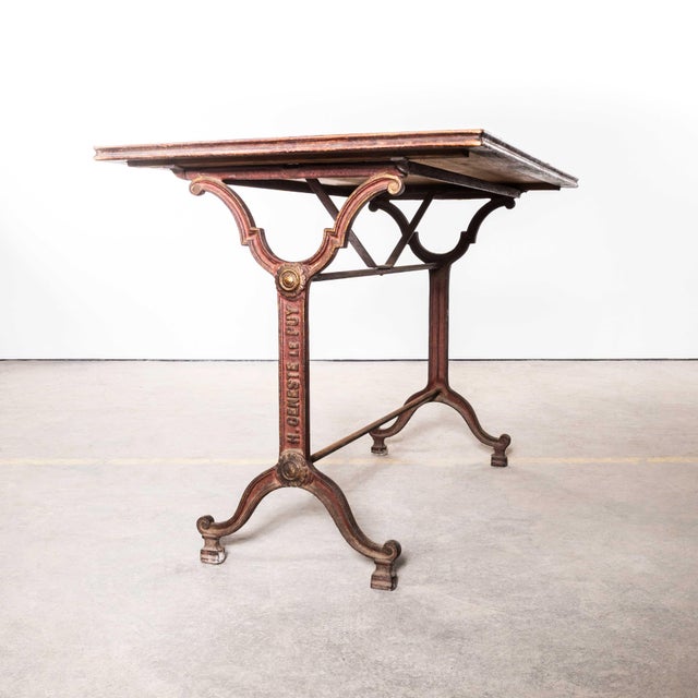 Brown French Intricate Relief Cast Base Table, 1940s For Sale - Image 8 of 8