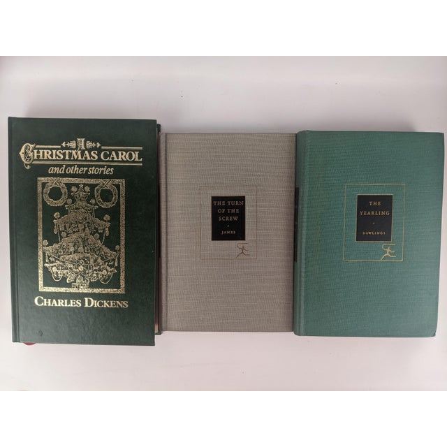 Vintage Classic Literature Decorative Books in Green & Gold, Set of 3 For Sale - Image 4 of 12