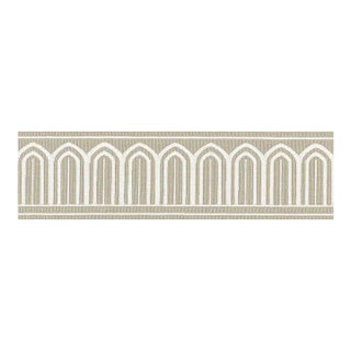 Schumacher X Miles Redd Arches Embroidered Tape Medium in Taupe For Sale