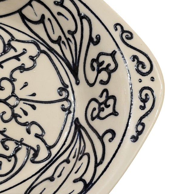 Ivory Late 20th Century Signed American Studio Pottery Floral Oval Serving Platter For Sale - Image 8 of 18