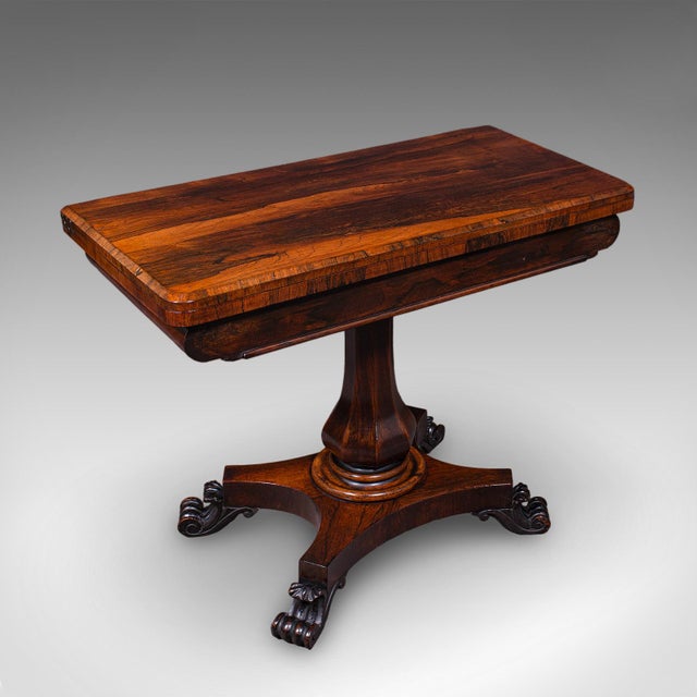 Victorian Antique Fold-Over Card Table, English, Games, Console, Bridge, Early Victorian For Sale - Image 3 of 12