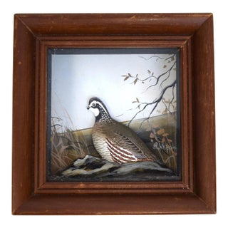Abercrombie & Fitch X Hand Painted Quail Composition Relief Sculpture & Landscape by Joseph Q. Whipple (Signed) For Sale
