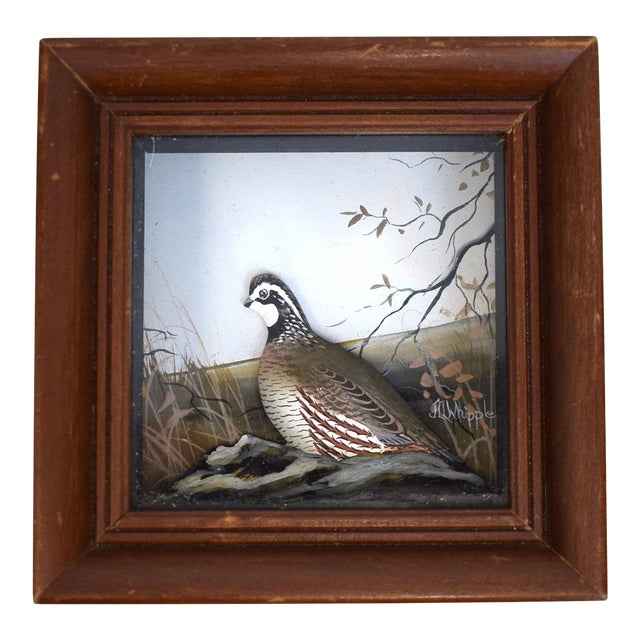 Abercrombie & Fitch X Hand Painted Quail Composition Relief Sculpture & Landscape by Joseph Q. Whipple (Signed) For Sale