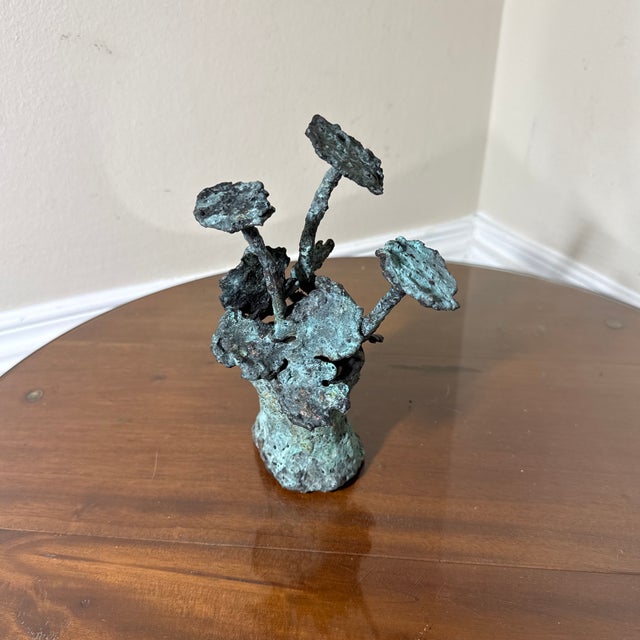 Brutalist Early 21st Century Bronze Artist Made Brutalist Style Flower Sculpture For Sale - Image 3 of 8