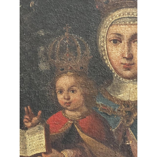 Spanish School; 17th Century. “Our Lady of Valvanera”. Oil on canvas. Relined. Has a 19th-century frame with some damage....