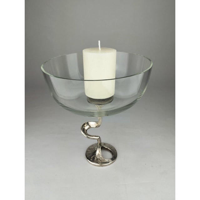 Mid-Century Glass Bowl with Organically Shaped Metal Base by Kurt Jesch for Amadeo / Fratelli Tonini, 1970 For Sale - Image 9 of 12