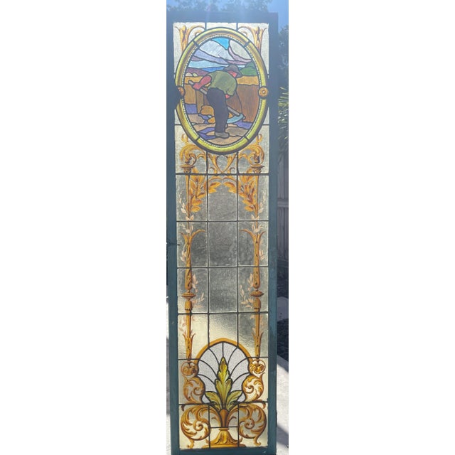 Stained Glass Window From 1890 Representing Represents the Wheat Harvest Time For Sale - Image 12 of 12