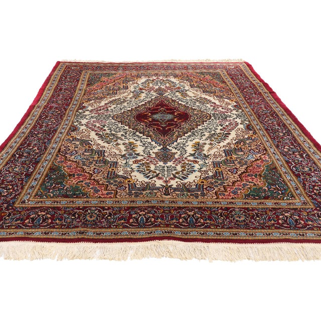 Neoclassical Vintage Persian Yazd Rug - 05'07 X 08'07 For Sale - Image 3 of 9