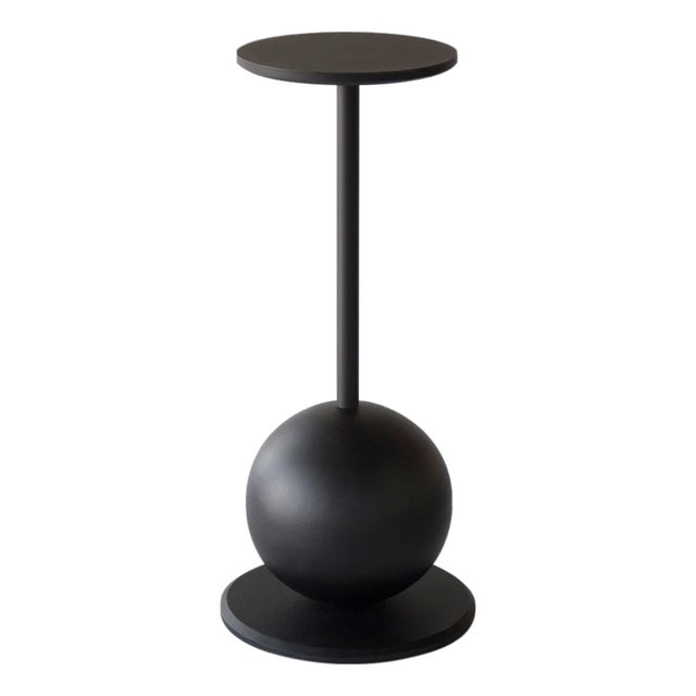 Jasper Steel Drinks Table With Sculptural Spherical Base For Sale