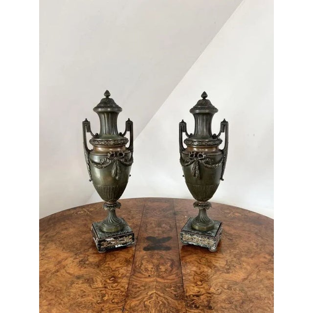Large Antique Victorian Bronze Urns, 1860, Set of 2 For Sale - Image 6 of 6