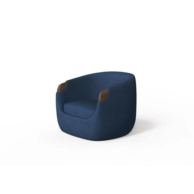 Not Yet Made - Made To Order Modern Bubble Armchair in Blue Boucle and Walnut by Javier Gomez For Sale - Image 5 of 5