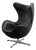 Early Mid-Century Danish Black Leather 3317 / Egg Armchair by Arne Jacobsen for Fritz Hansen, 1964 For Sale