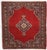 Antique hand-knotted Persian Bidjar wool rug with a red field and central medallion, framed by a navy floral border. Woven...