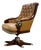 Luxury Tufted Leather Executive Swivel Chair With Carved Wood & Gold Accents For Sale
