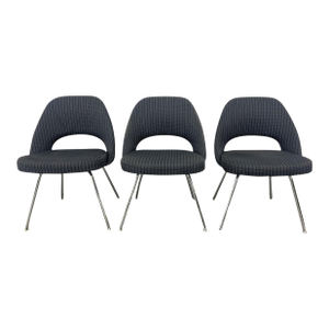 Early 2000s Charcoal Gray and Cream Executive Chairs by Saarinen for Knoll- A Set